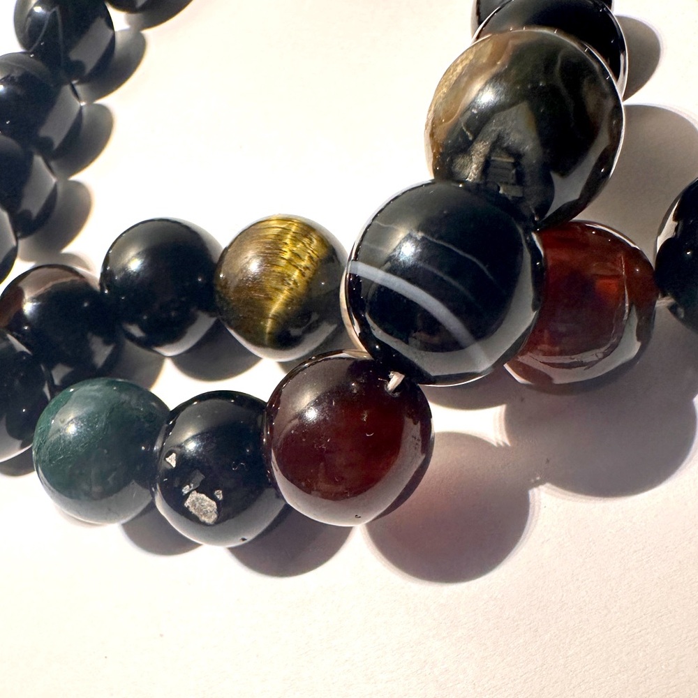 Agate Black Beaded Necklace